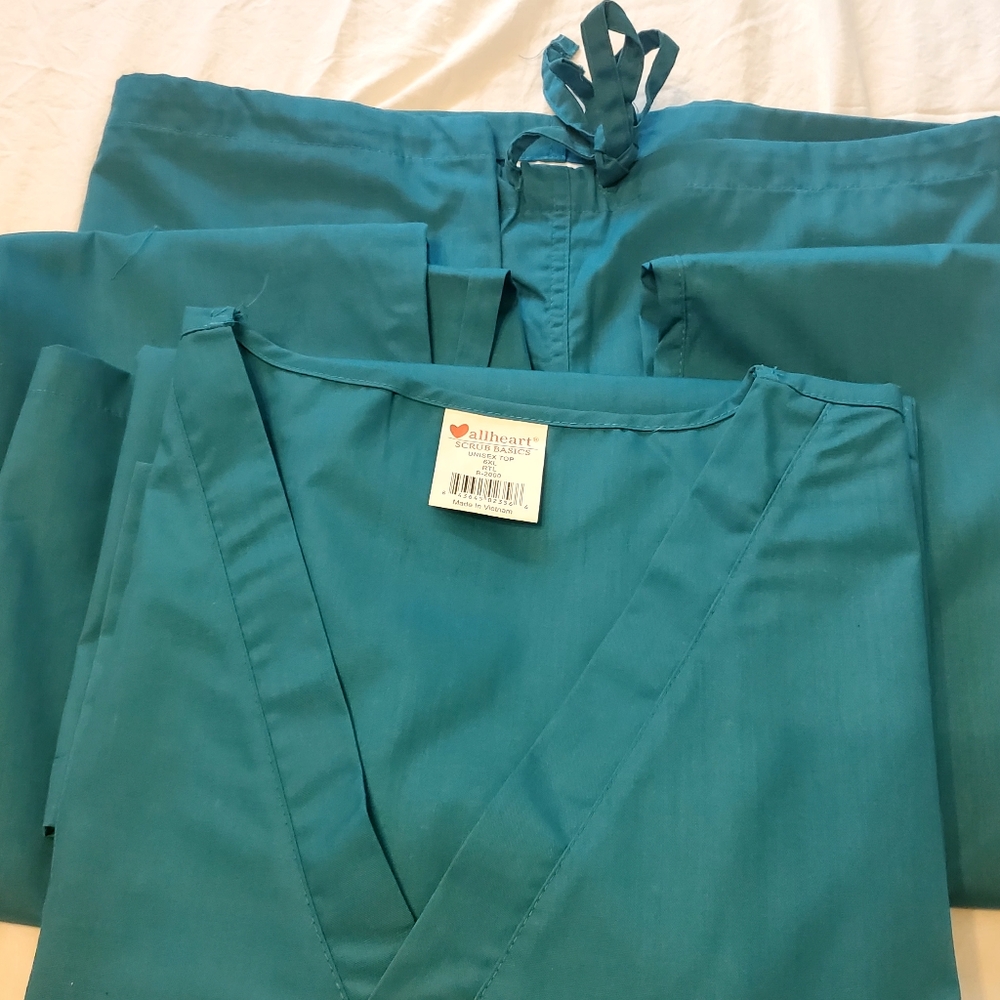 6XL Big and Tall. Allheart Unisex V-Neck Drawstring Straight Leg Scrub Set.